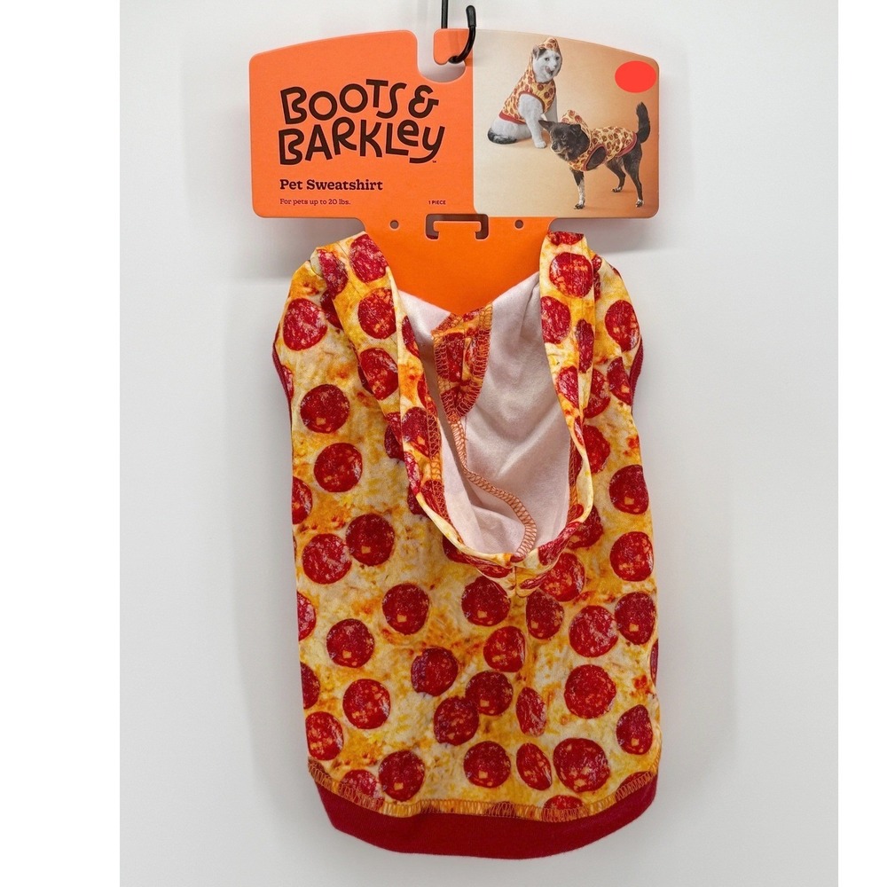 Boots & Barkley Pet Sweatshirt Pizza Print Hooded Dog Cat Costume Size XS
